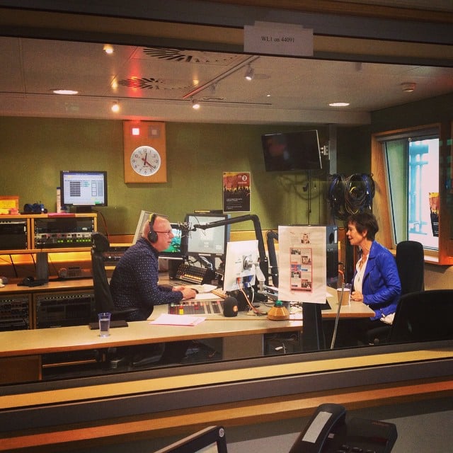 The lovely Celia Imrie recording for BBC Radio 2 with Ken Bruce
