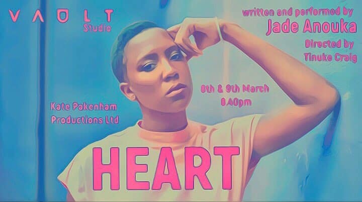 The talented @jadeanouka can be seen at @vaultfestival this March in her brilliant one woman play HEART, written and performed by Jade. Tickets and more information available https://vaultfestival.com/whats-on/heart/