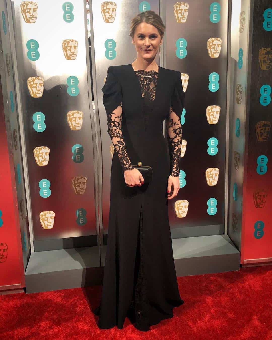 @kinvarabalfour executive producer of at the EE BAFTAs wearing @alexandermcqueen / and also at The Charles Finch & CHANEL Pre-BAFTA Dinner wearing @chanelofficial  @bafta
