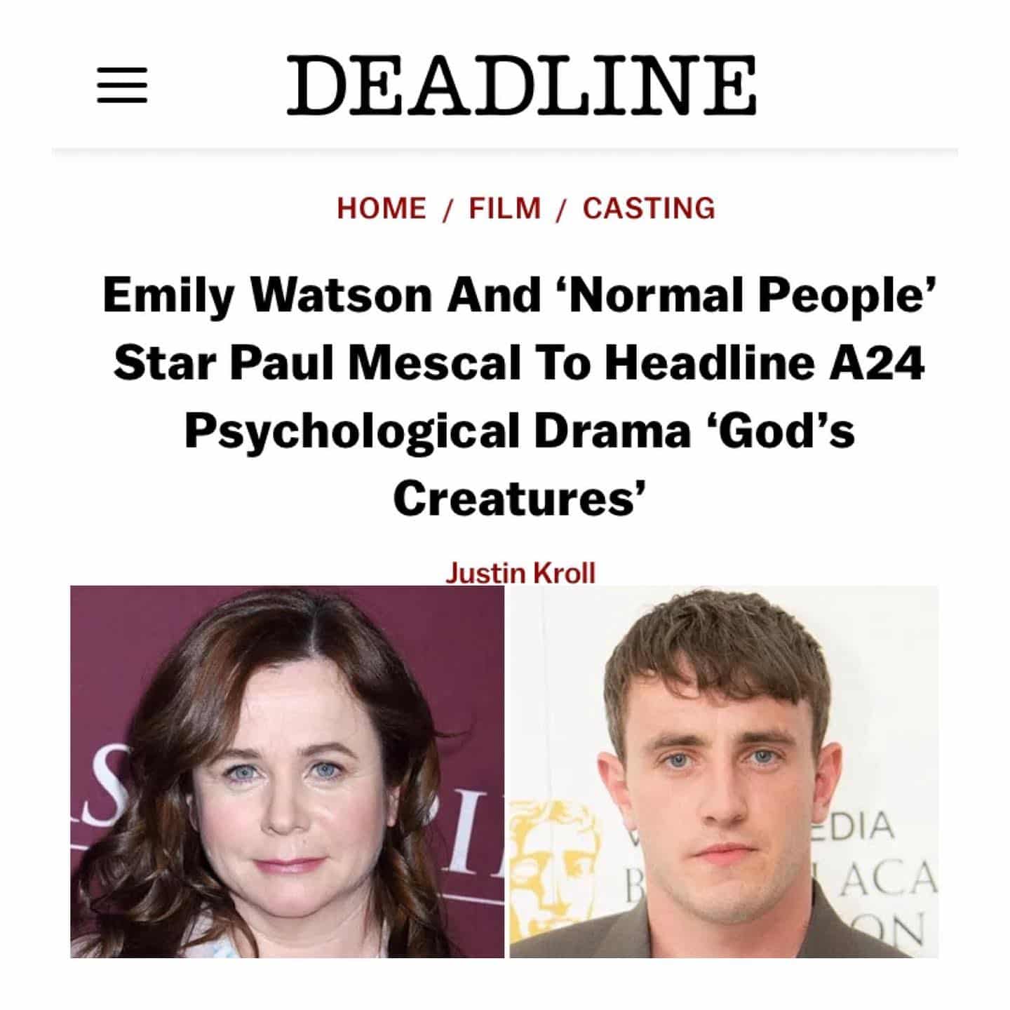 to star in @a24 God’s Creatures 
.
.
.