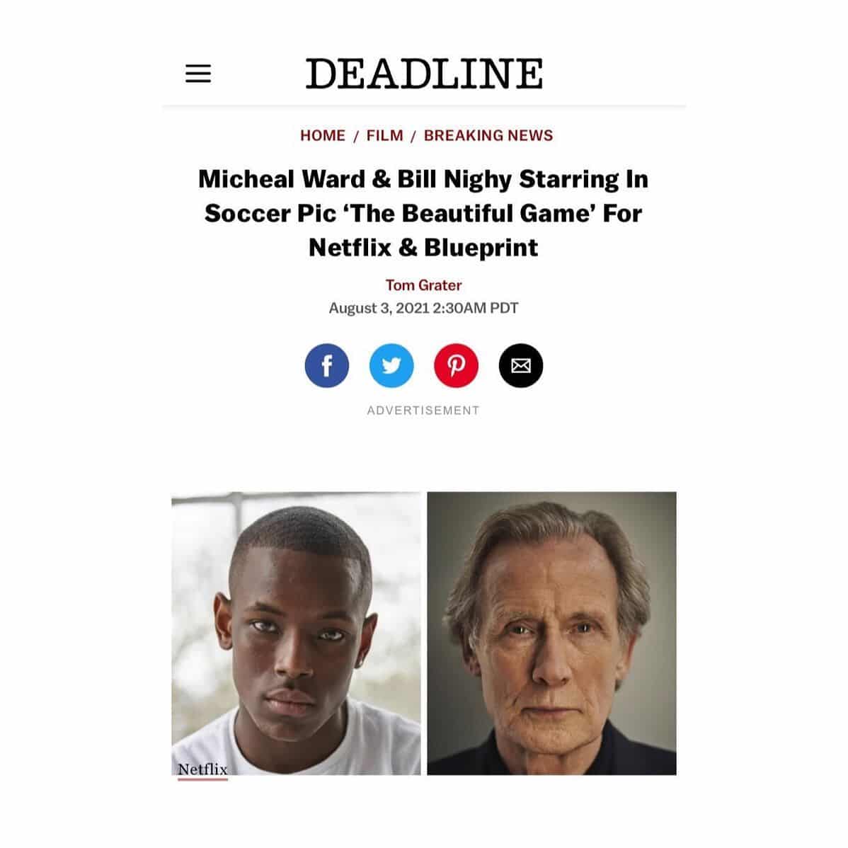 #BillNighy, @michealward and @kittheyounger to star in THE BEAUTIFUL GAME for @netflixfilm 
.
.
.
.
.
.
.