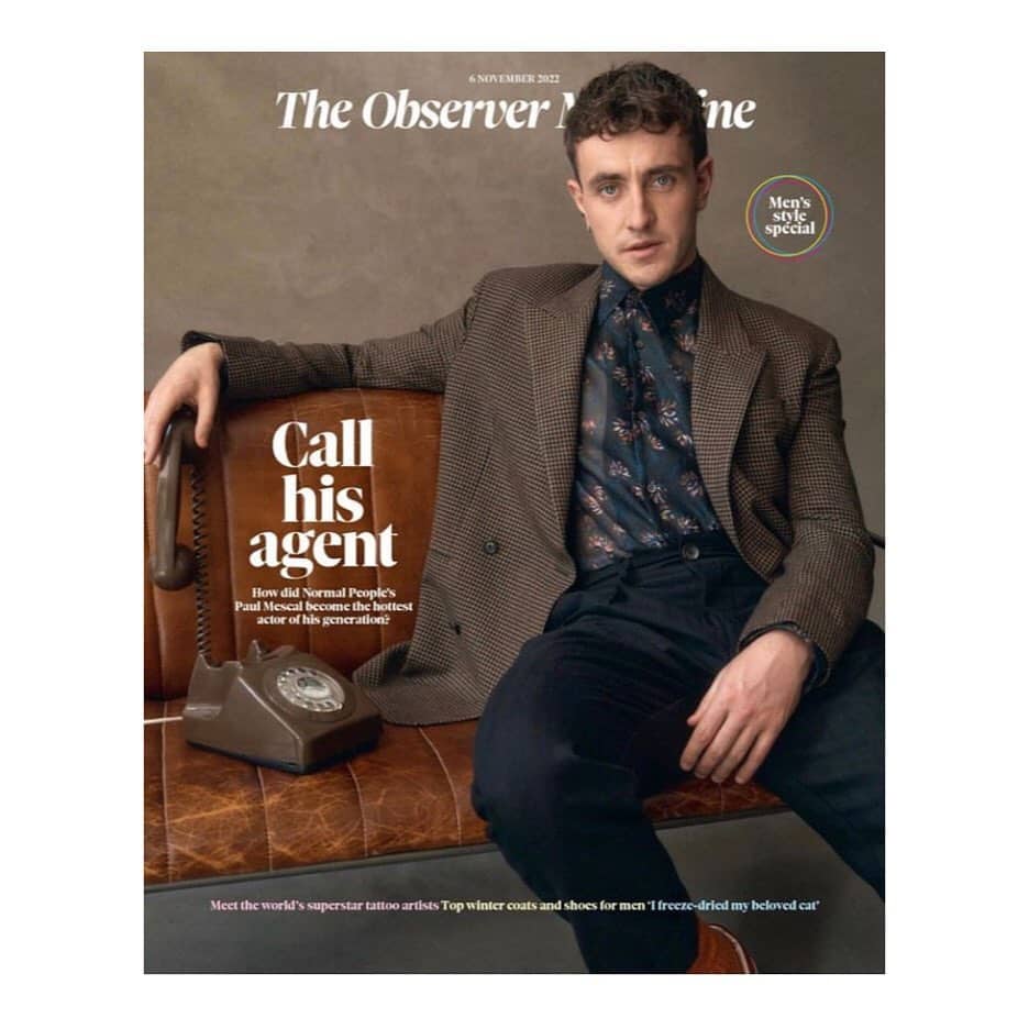 on the cover of Observer Magazine discussing his role in Aftersun, out in UK cinemas 18th November 
.
.
.
📸 @alexbramall 
 @helenseamons 
‍♂️ @liztaw 
.
.
.