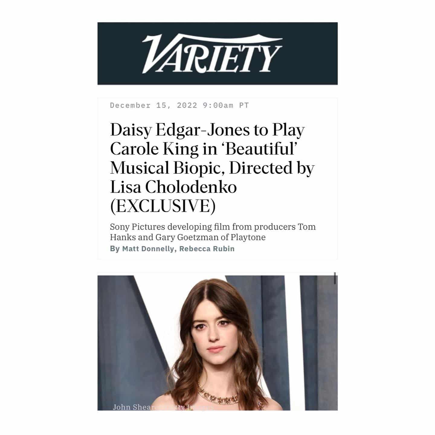 @daisyedgarjones announced to play Carole King in the @sonypictures film adaptation of the stage musical 
.
.
.
.