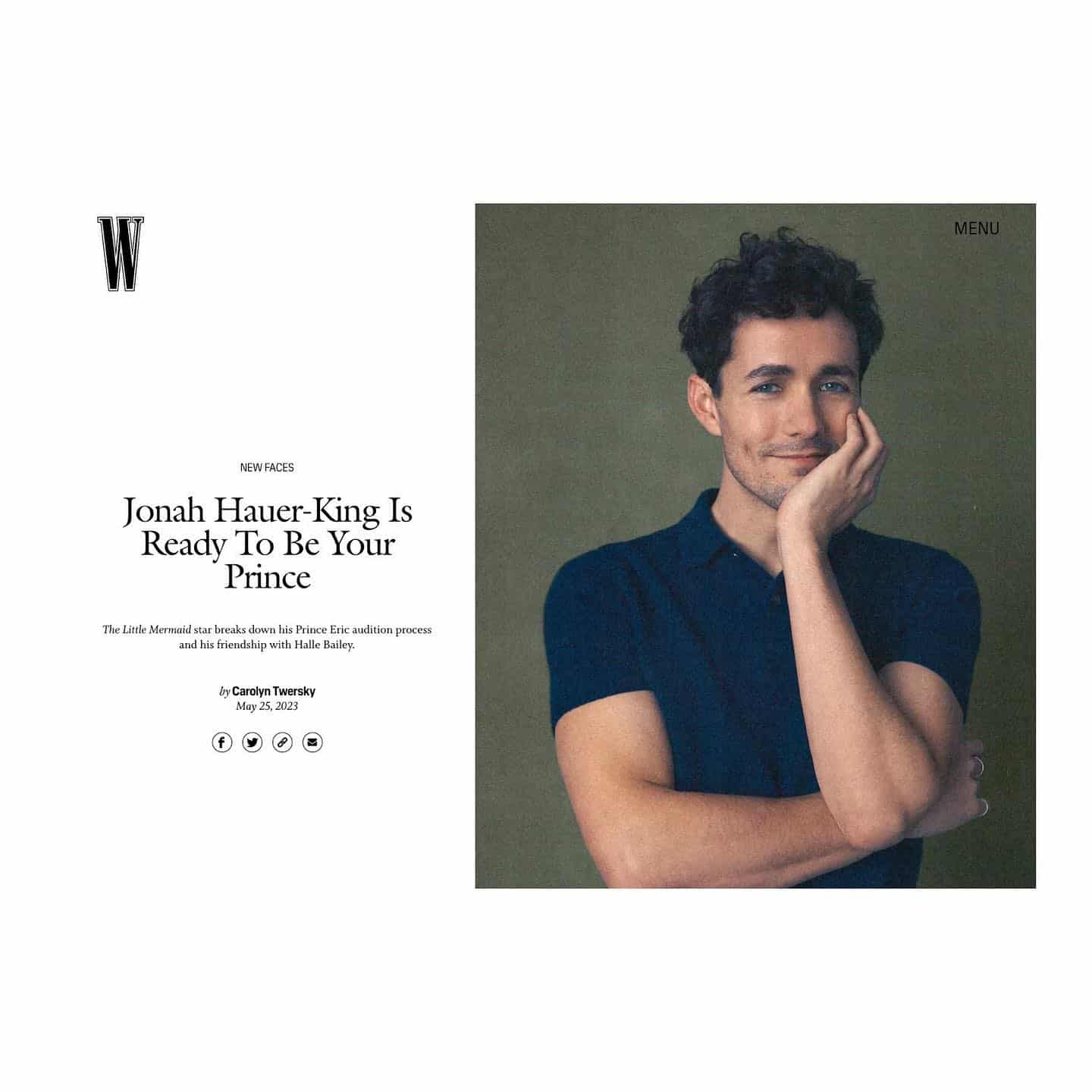 ️ @jonahhauerking for @wmag to discuss @disneylittlemermaid in cinemas today! ️ 
.
.
.
.
@charliegraystudio 
@chrisbrownstylist 
@nadiaaltinbas 
@carolyntwersky