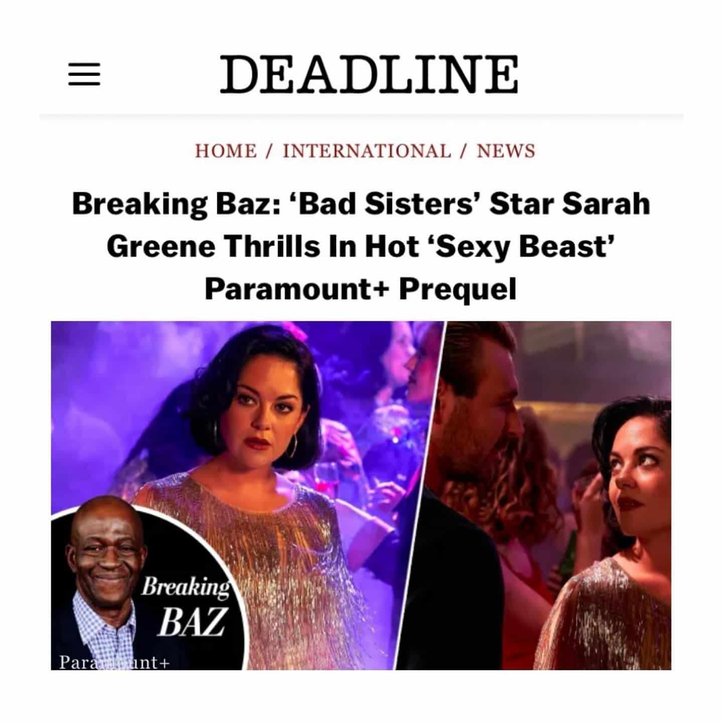 @mssarahgreene spoke to Deadline about Sexy Beast, which will be available to stream on @paramountplus on Thursday 25th January 
•
•
•