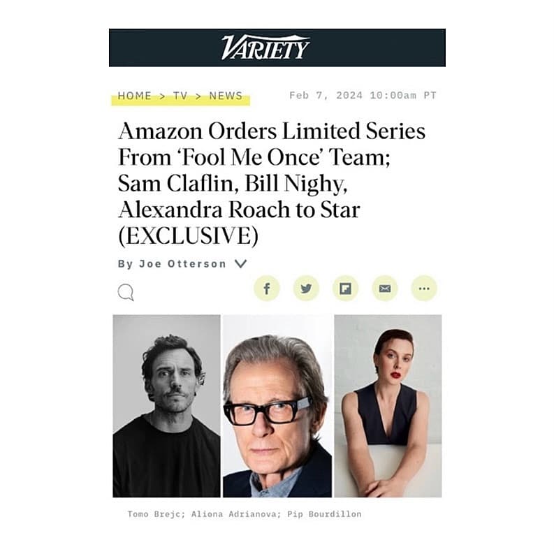 Bill Nighy will star in the limited series ‘Lazarus’ from Amazon Prime Video 
•
•
•