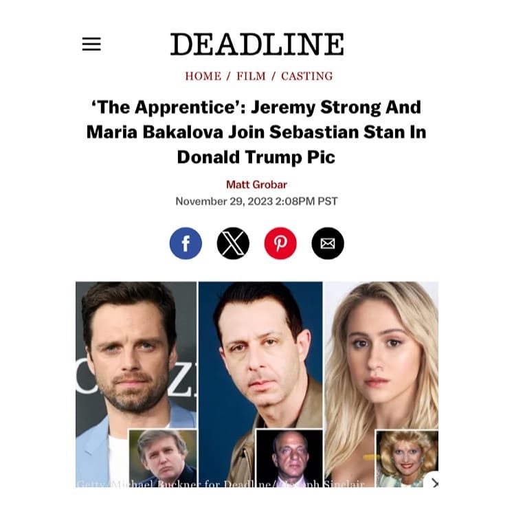 Oscar nominee, @mariabakalovaofficial , will star as Ivana Trump opposite Sebastian Stan’s Donald Trump in The Apprentice which has just been announced as part of the 2024 Cannes main competition 
.
.
.